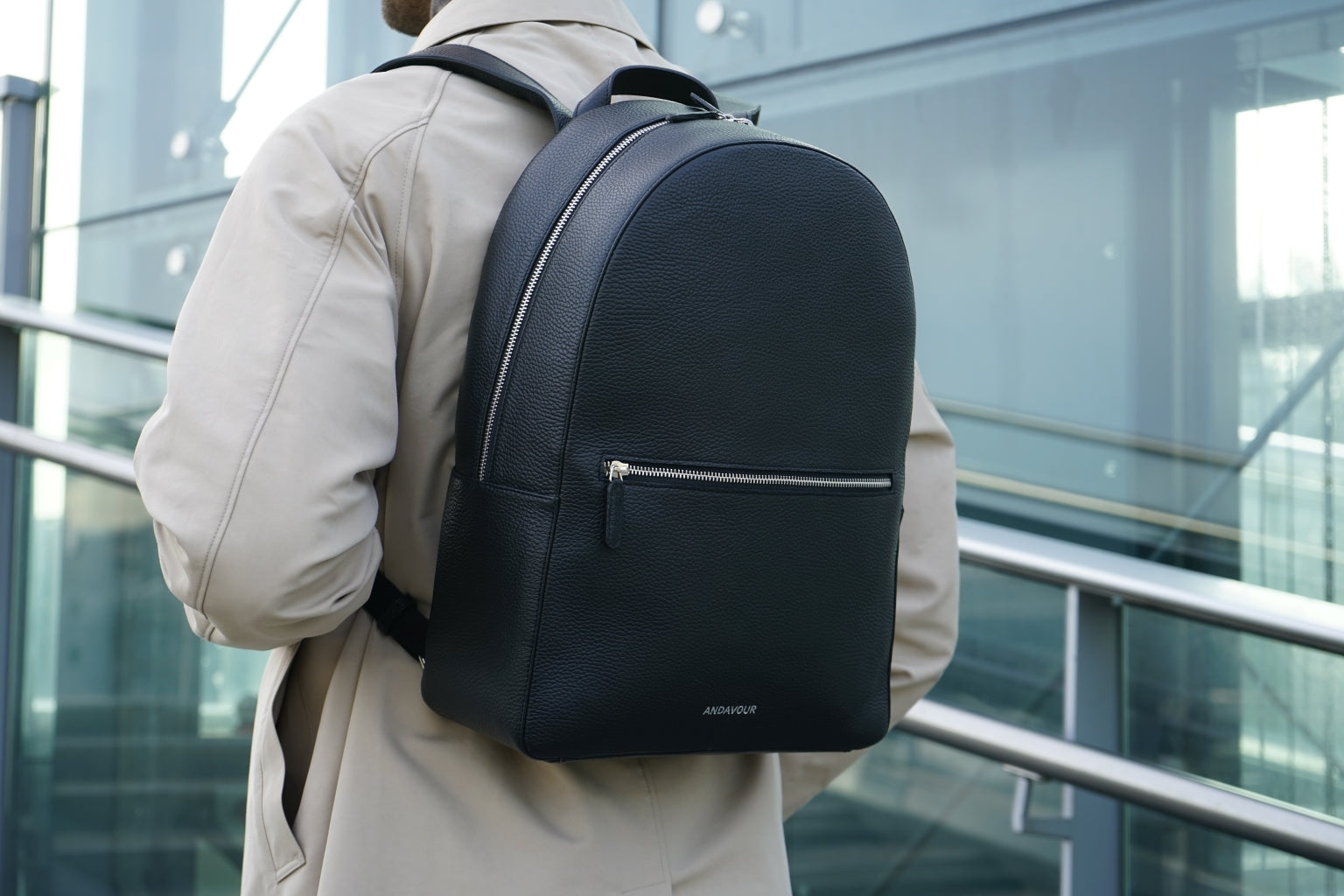 Black leather bag